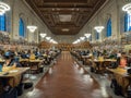 Wideview of patrons studying in the Rose Reading Room in NYPL Royalty Free Stock Photo